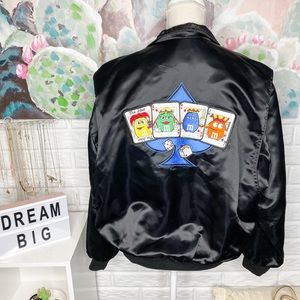 M&M’s Brand Black Silk Las Vegas Bomber Jacket